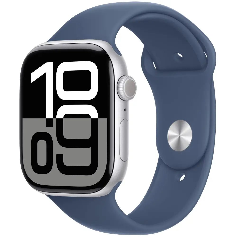 Apple Watch Series 10 Aluminum 42mm GPS NFC IP6X  Aluminum Case Silver με Sport Band Denim | Smartwatches - shopin.gr
