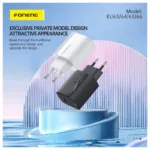 Φορτιστής Ταξιδίου Ταχείας Φόρτισης Foneng EU63 με Διπλή Έξοδο 2xUSB A 12W 2.4A & Καλώδιο USB A σε Lightning 1m Λευκό | Shopin.gr