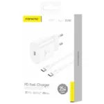 Φορτιστής Ταξιδίου Ταχείας Φόρτισης Foneng EU51 με Έξοδο USB C GaN 25W 3A & Καλώδιο USB C σε USB C 1m Λευκό | Shopin.gr