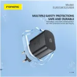 Φορτιστής Ταξιδίου Ταχείας Φόρτισης Foneng EU51 με Έξοδο USB C GaN 25W 3A & Καλώδιο USB C σε Lightning 1m Λευκό | Shopin.gr