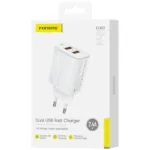 Φορτιστής Ταξιδίου Ταχείας Φόρτισης Foneng EU63 με Διπλή Έξοδο 2xUSB A 12W 2.4A Λευκό | Shopin.gr