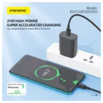 Φορτιστής Ταξιδίου Ταχείας Φόρτισης Foneng EU51 με Έξοδο USB C GaN 25W 3A Λευκό | Shopin.gr