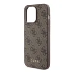 Θήκη PU Guess Apple iPhone 15 Pro Max Hardcase Metal Gold Logo 4G Καφέ | Shopin.gr