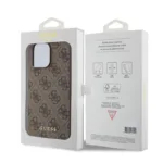 Θήκη PU Guess Apple iPhone 15 Pro Max Hardcase Metal Gold Logo 4G Καφέ | Shopin.gr