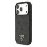 Θήκη PU Guess Apple iPhone 17 Pro Max Hardcase Classic Logo Triangle 4G με Pearl Strap Μαύρο | Shopin.gr