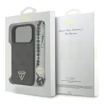 Θήκη PU Guess Apple iPhone 17 Pro Max Hardcase Classic Logo Triangle 4G με Pearl Strap Μαύρο | Shopin.gr