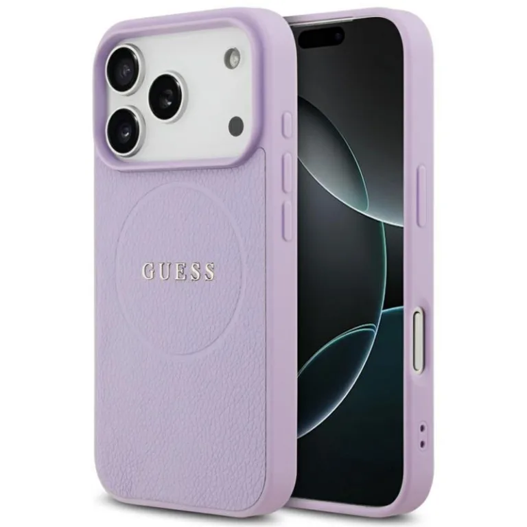 Θήκη PU Guess MagSafe Apple iPhone 17 Pro Max Grained Gold Ring Μωβ | Shopin.gr