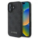 Θήκη PU Guess Apple iPhone 16 Hardcase Classic 4G Μαύρο | Shopin.gr