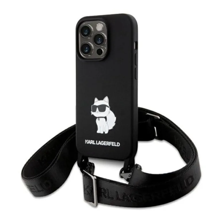Θήκη Σιλικόνης Karl Lagerfeld Apple iPhone 15 Pro Max Crossbody Choupette Μαύρο | Shopin.gr