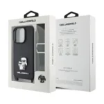 Θήκη Δερμάτινη Karl Lagerfeld Apple iPhone 16 Pro Saffiano Crossbody Metal Pin Karl & Choupette Μαύρο | Shopin.gr