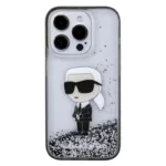 Θήκη TPU Karl Lagerfeld Apple iPhone 15 Pro Hardcase Liquid Glitter Ikonik Διάφανο | Shopin.gr