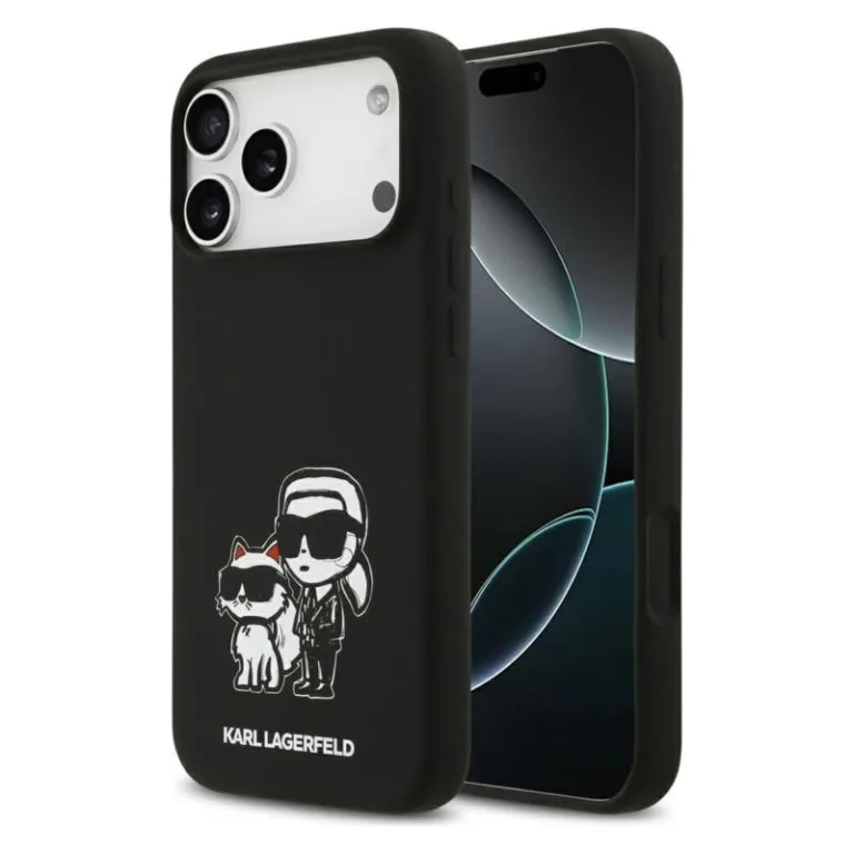 Θήκη Σιλικόνης Karl Lagerfeld Apple iPhone 17 Pro Max Sketch & Logo Karl & Choupette Μαύρο | Shopin.gr