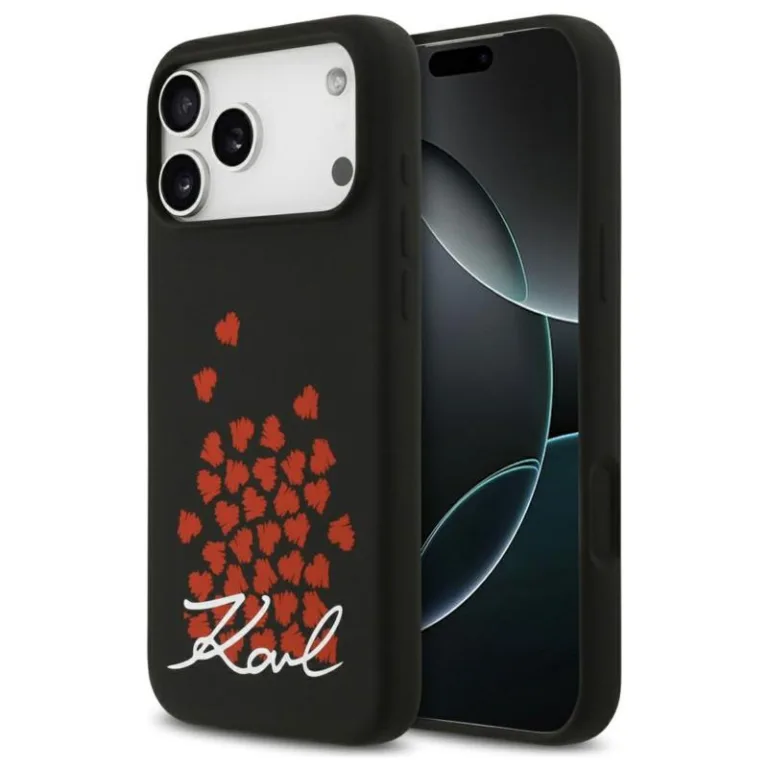 Θήκη Σιλικόνης Karl Lagerfeld Magsafe Apple iPhone 17 Pro Max Heart Sign Logo Μαύρο | Shopin.gr