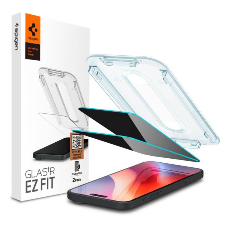 Tempered Glass Full Face Spigen Glas.tR EZ-FIT Privacy Apple iPhone 16 Pro Max (2 τεμ.) | Shopin.gr