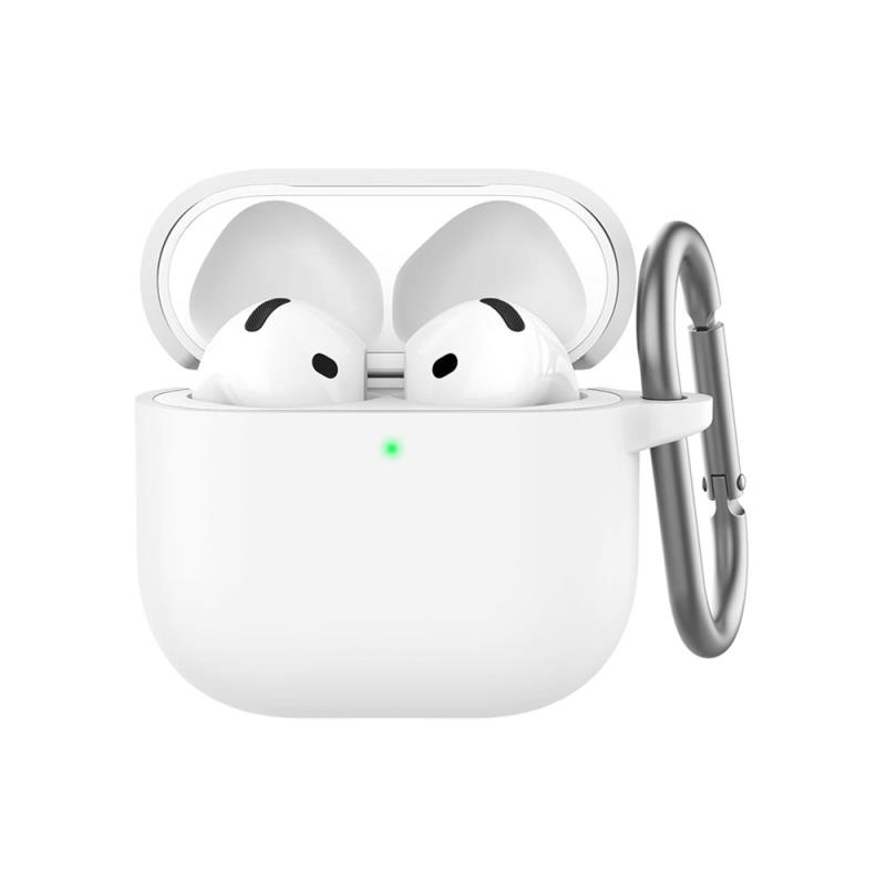 Θήκη Σιλικόνης AhaStyle WG163 Apple AirPods 4 Premium με Γάντζο Λευκό | Shopin.gr
