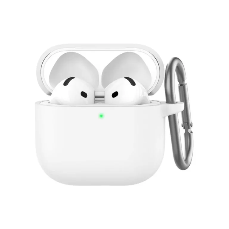 Θήκη Σιλικόνης AhaStyle WG163 Apple AirPods 4 Premium με Γάντζο Λευκό | Shopin.gr