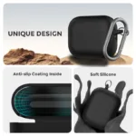 Θήκη Σιλικόνης AhaStyle WG184 Apple AirPods Pro 3 Premium με Γάντζο Μαύρο | Shopin.gr