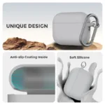 Θήκη Σιλικόνης AhaStyle WG184 Apple AirPods Pro 3 Premium με Γάντζο Γκρι | Shopin.gr