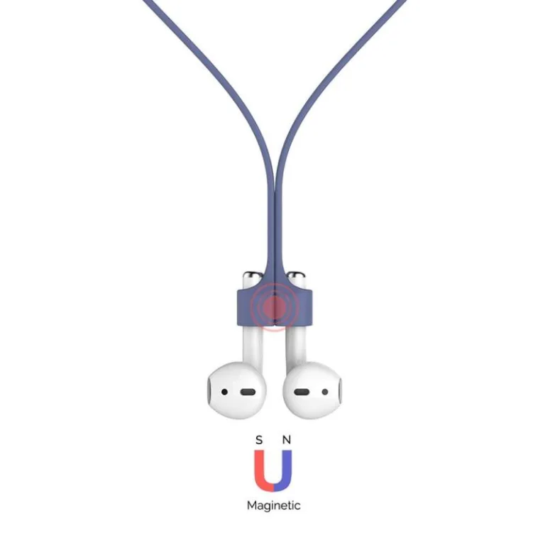 Strap Λαιμού Σιλικόνης AhaStyle PT74 Apple AirPods Magnetic Σκούρο Μπλε | Shopin.gr