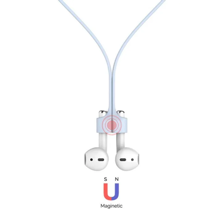 Strap Λαιμού Σιλικόνης AhaStyle PT74 Apple AirPods Magnetic Γαλάζιο | Shopin.gr