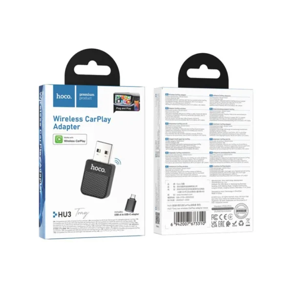 Ασύρματος Αντάπτορας Hoco HU3 Tony για Μετατροπή Ενσύρματου Apple CarPlay σε Ασύρματο με USB-C Αντάπτορα | Αντάπτορες - shopin.gr