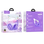 Wireless Ακουστικά Stereo Hoco W42 Cat Ears 400mAh Micro SD και AUX Purple Grape | Bluetooth - shopin.gr