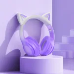 Wireless Ακουστικά Stereo Hoco W42 Cat Ears 400mAh Micro SD και AUX Purple Grape | Bluetooth - shopin.gr