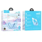 Wireless Ακουστικά Stereo Hoco W42 Cat Ears 400mAh Micro SD και AUX Crystal Blue | Bluetooth - shopin.gr