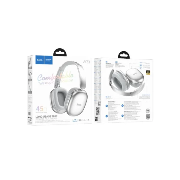 Wireless Hands Free Hoco W73 Graceful HiFi Audio v6.0 400mAh 45 Ώρες Ομιλίας AUX USB-C Ασημί | Bluetooth - shopin.gr
