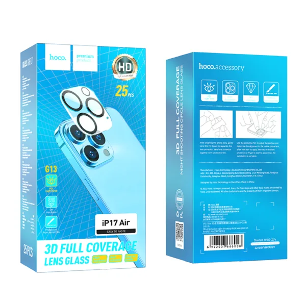 Προστασία Κάμερας Hoco G13 3D Night Shooting Circle Lens Glass για Apple iPhone Air Μαύρο 25 Τεμ. | Προστασία Κάμερας - shopin.gr