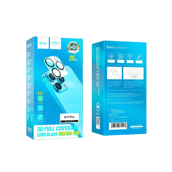 Προστασία Κάμερας Hoco G13 3D Night Shooting Circle Lens Glass για Apple iPhone 17 Pro 5G Μαύρο 25 Τεμ. | Προστασία Κάμερας - shopin.gr