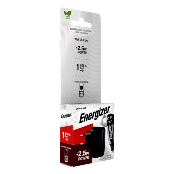 Φορτιστής Ταξιδίου Energizer  με USB-A 2.5W  Μαύρος | Φορτιστές - shopin.gr