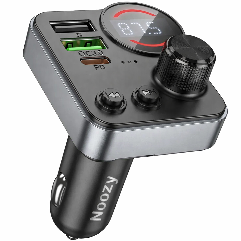 Bluetooth FM Transmitter Noozy E90 Boost 48W PD30W+QC3.0 2xUSB-A 1xUSB-C και microSD slot | Φορτιστές - shopin.gr