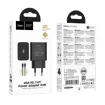Φορτιστής Ταξιδίου Hoco N77 Star GaN 45W Fast Charge με 1xUSB-C με Καλώδιο USB-C σε USB-C 60W Μαύρος | Φορτιστές - shopin.gr
