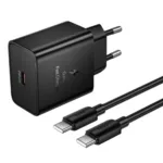 Φορτιστής Ταξιδίου Hoco N77 Star GaN 45W Fast Charge με 1xUSB-C με Καλώδιο USB-C σε USB-C 60W Μαύρος | Φορτιστές - shopin.gr