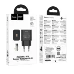 Φορτιστής Ταξιδίου Hoco N76 Star GaN 25W Fast Charge με 1xUSB-C και Καλώδιο USB-C σε USB-C Μαύρος | Φορτιστές - shopin.gr