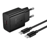 Φορτιστής Ταξιδίου Hoco N76 Star GaN 25W Fast Charge με 1xUSB-C και Καλώδιο USB-C σε USB-C Μαύρος | Φορτιστές - shopin.gr