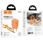 Φορτιστής Ταξιδίου Hoco. DC148 Ridge 1xUSB-C PD45W GaN QC με Καλώδιο USB-C σε USB-C 1.2m Braided Πορτοκαλί | Φορτιστές - shopin.gr