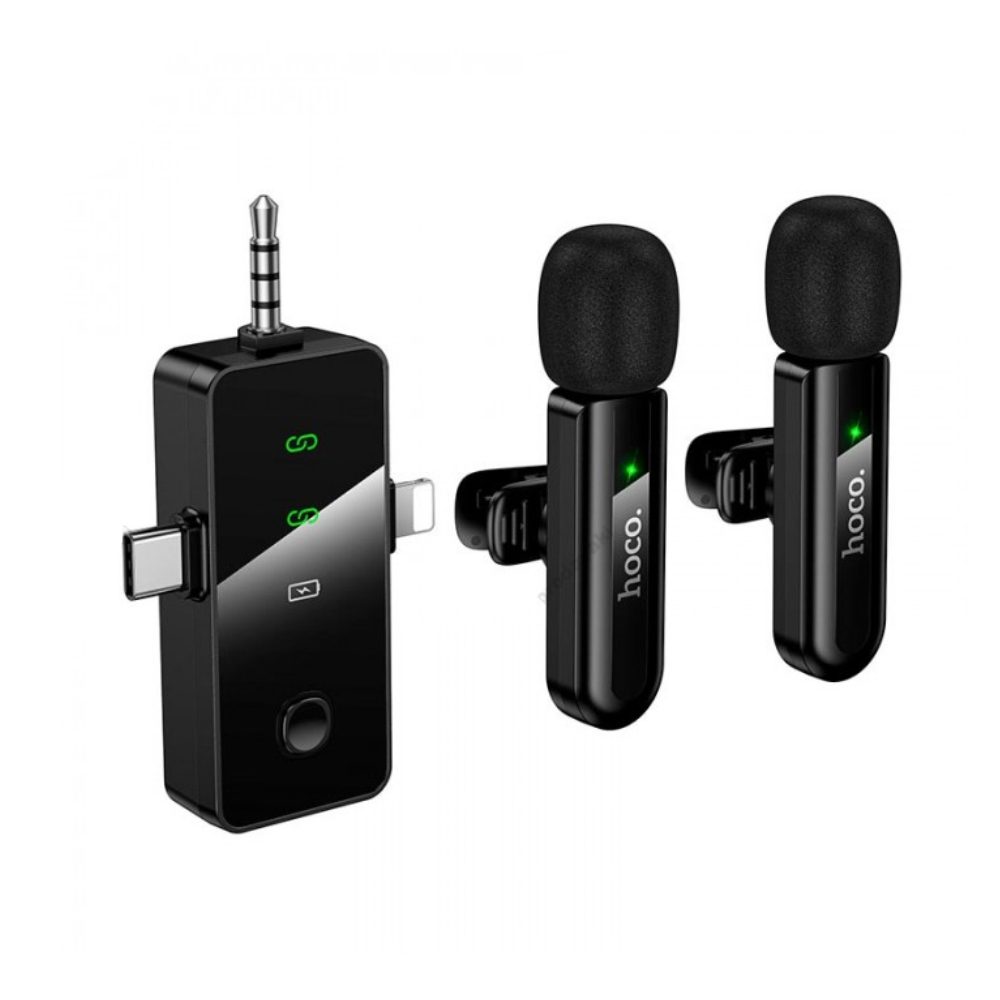 Σετ Μικρόφωνα Πέτου Ασύρματα Hoco L20C Fair Lavalier USB-C AUX Lightning 2.4Ghz Εμβέλεια 15m Digital Noise Cancellation ENC εως και 7 Ώρες Λειτουργίας | Μικρόφωνα - shopin.gr
