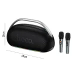 Φορητό Ηχείο Wireless Hoco HT2 Melody TWS v5.4 6000mAh IPX4 300W με USB MicroSD AUX RGB Φωτισμό και Δυο Ασύρματα Μικρόφωνα | Φορητά Ηχεία - shopin.gr