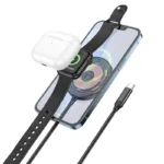 Ασύρματος Φορτιστής Hoco CW45 Discovery Edition Magnetic Magsafe 3-σε-1 15W με καλώδιο USB-C 1m Μαύρος | Ασύρματοι Φορτιστές - shopin.gr