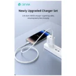 Φορτιστής Ταξιδίου Devia RLC-342 με Διπλή Έξοδο 2xUSB A 12W & Καλώδιο USB A σε Lightning 1m Lite2 Λευκό | Shopin.gr
