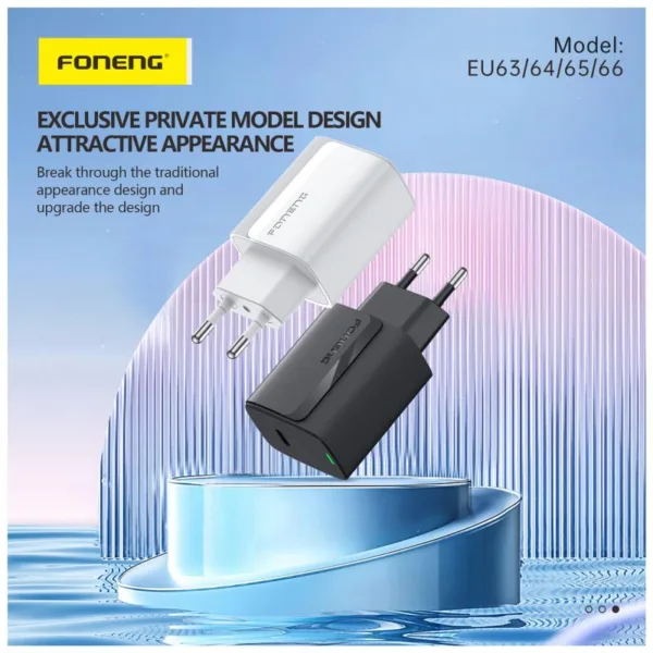 Φορτιστής Ταξιδίου Ταχείας Φόρτισης Foneng EU66 με Διπλή Έξοδο USB A & USB C PD QC 20W 3A Λευκό | Shopin.gr