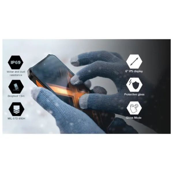 Κινητό Τηλέφωνο Hammer Energy X2 (Dual SIM) 128GB 6GB RAM Μαύρο-Πορτοκαλί | Shopin.gr