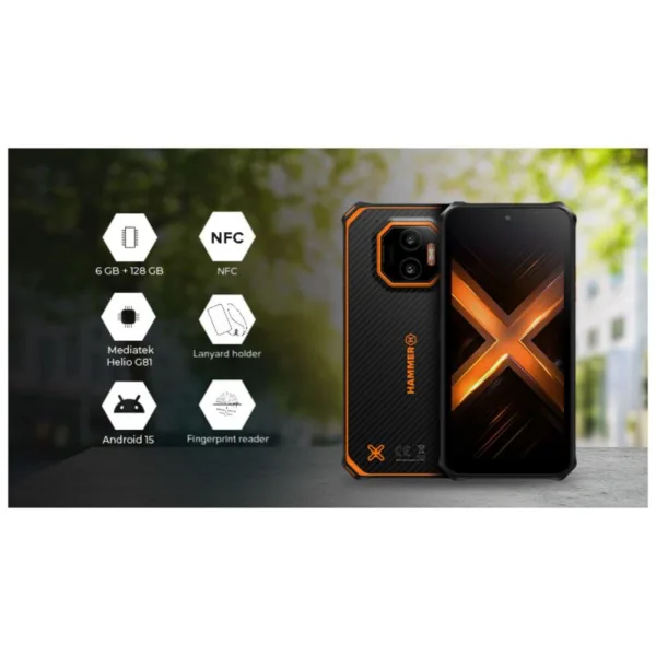 Κινητό Τηλέφωνο Hammer Energy X2 (Dual SIM) 128GB 6GB RAM Μαύρο-Πορτοκαλί | Shopin.gr
