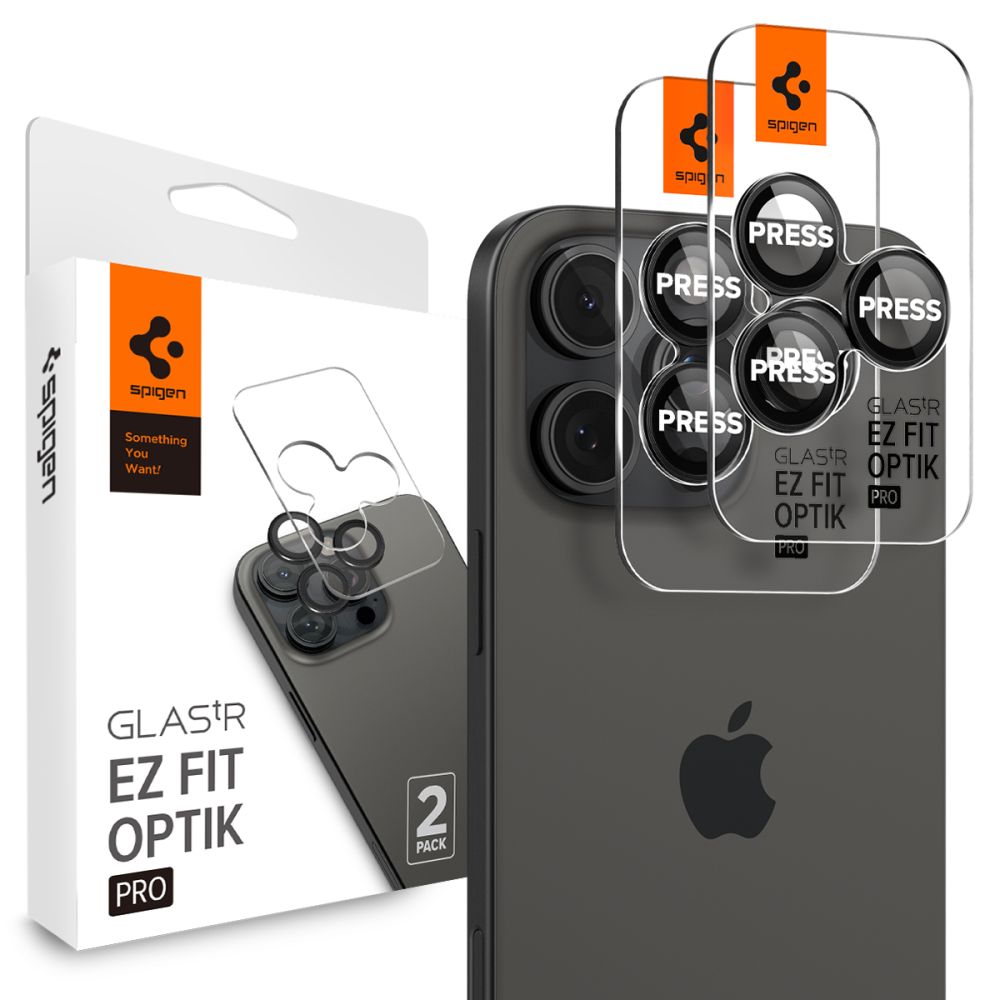 Προστασία Κάμερας Spigen Optik Pro Ez Fit Glass για Apple iPhone 16 Pro 16 Pro Max 17 Pro 17 Pro Max Μαύρο 2 Τμχ | Προστασία Κάμερας - shopin.gr