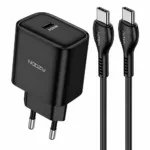 Φορτιστής Ταξιδίου Noozy Edge E25 PD30W με Καλώδιο USB-C σε USB-C 1μ Μαύρο | Φορτιστές - shopin.gr