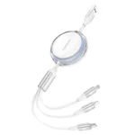 Καλώδιο Σύνδεσης USB 2.0 Foneng X113 Retractable Flat 3 σε 1 USB A σε Micro USB & USB C & Lightning 1.1m Λευκό | Shopin.gr