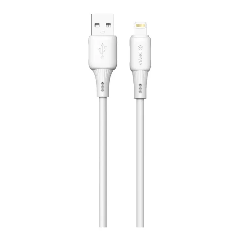Καλώδιο Σύνδεσης USB 2.0 Devia EC630 USB A σε Lightning 2.4A Silicone Pro3 1m Λευκό | Shopin.gr
