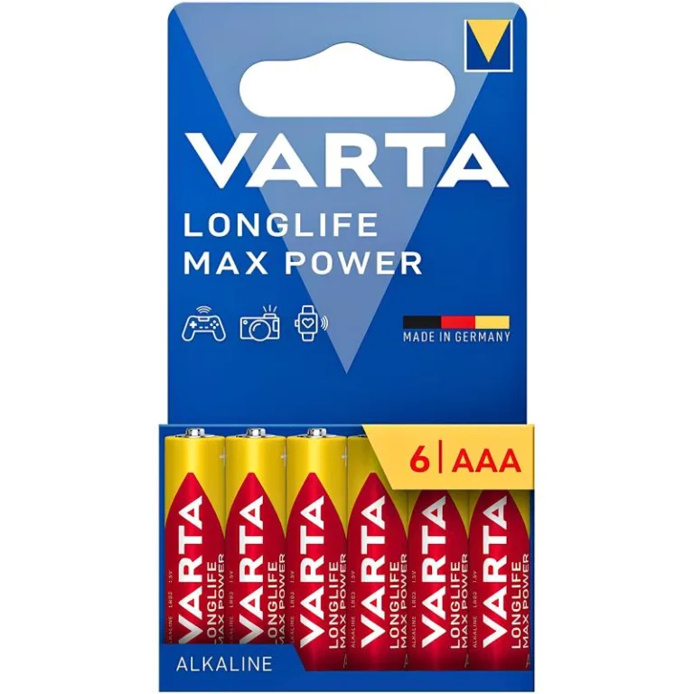 Μπαταρία Alkaline Varta Longlife Max Power AAA LR03 Plastic Free (6 τεμ) | Shopin.gr